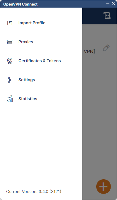 OpenVPN Client Import Screen