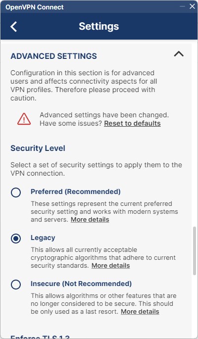 OpenVPN Client Advanced Settings