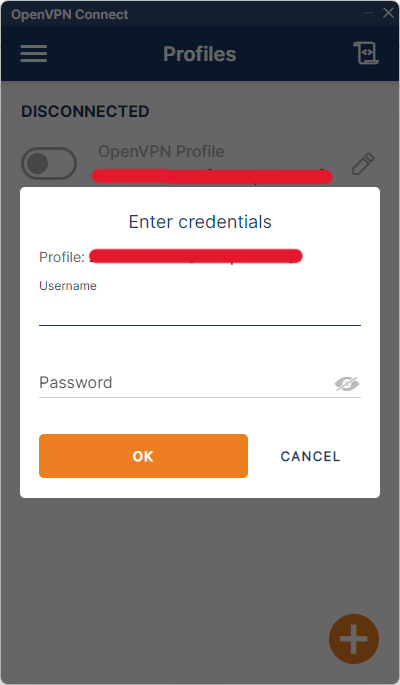 Credentials Screen